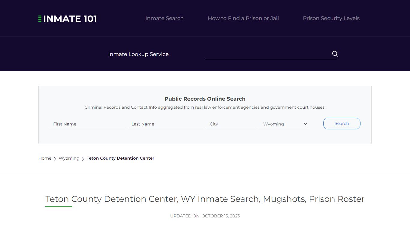 Teton County Detention Center, WY Inmate Search, Mugshots, Prison ...